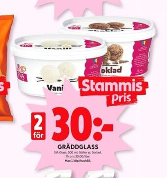 ICA Kvantum Sia gräddglass erbjuda