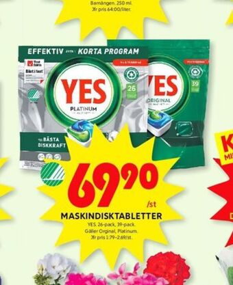 ICA Kvantum Yes diskmaskintabs erbjuda