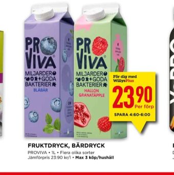 Willys Proviva fruktdryck erbjuda
