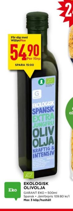 Willys Garant olivolja erbjuda