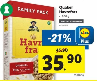 Lidl Quaker Havrefras erbjuda