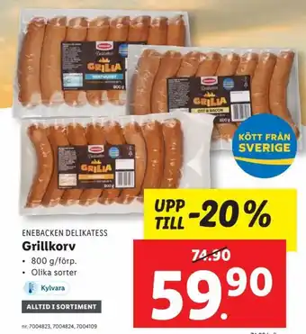 Lidl ENEBACKEN DELIKATESS Grillkorv erbjuda
