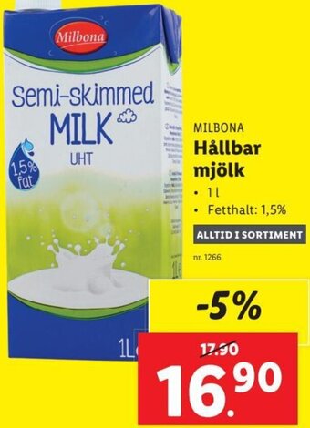 Lidl MILBONA Hållbar mjölk erbjuda