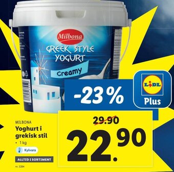 Lidl MILBONA Yoghurt i grekisk stil erbjuda