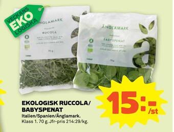 Stora Coop Ekologisk ruccola/ babyspenat erbjuda