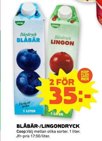 Stora Coop Blåbär-/lingondryck erbjuda