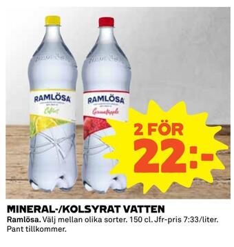 Coop Extra Mineral-/kolsyrat vatten erbjuda