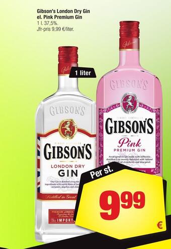 Calle Gibson's london dry gin el. pink premium gin erbjuda