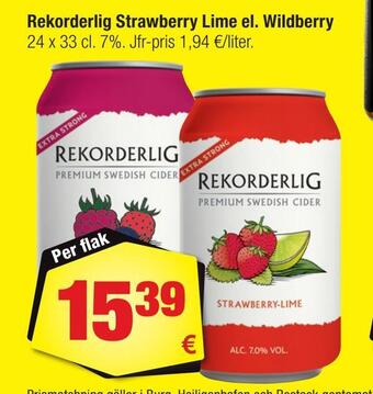 Calle Rekorderlig strawberry lime el. wildberry erbjuda