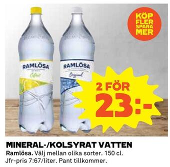 Coop Mineral-/kolsyrat vatten erbjuda