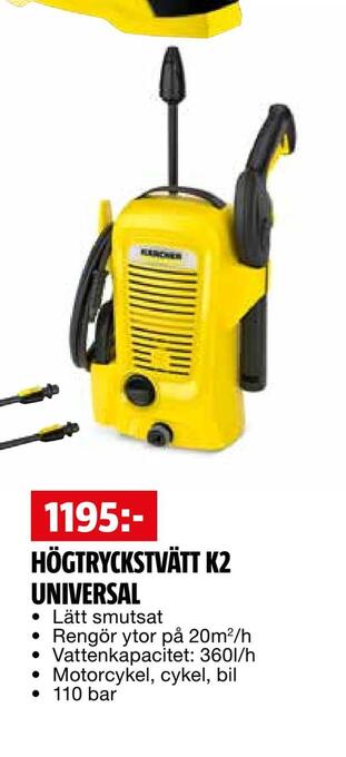 Bauhaus Högtryckstvätt k2 universal erbjuda