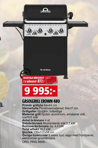 Bauhaus Gasolgrill crown 480 erbjuda