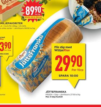 Willys Hemma Jättefranska erbjuda