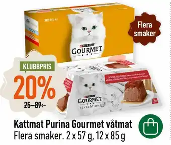 Kattmat Purina Gourmet våtmat Flera smaker. 2 x 57 g, 12 x 85 g