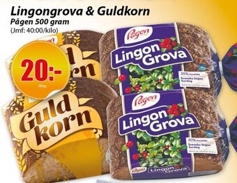 Extra Mjällby Stormarknad Lingongrova & Guldkorn Pågen 500 gram erbjuda