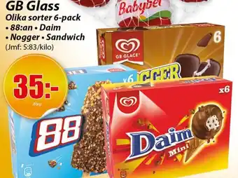 Extra Mjällby Stormarknad GB Glass Olika sorter 6-pack •88:an. Daim erbjuda