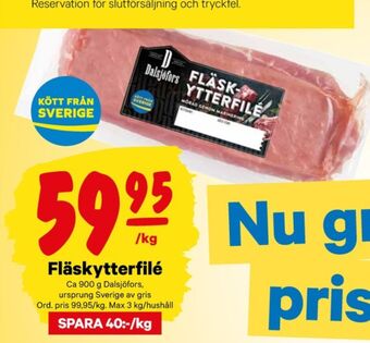 City Gross Dalsjöfors fläskytterfilé erbjuda