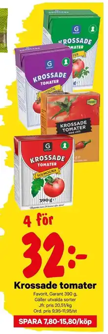 City Gross Krossade tomater Favorit, Garant 390 g, erbjuda