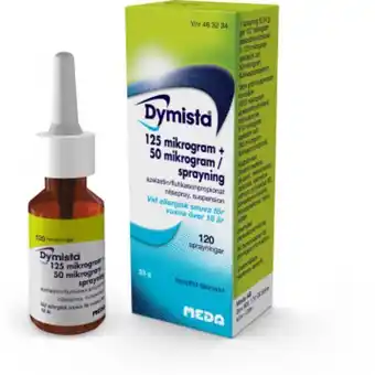 LloydsApotek Dymista, nässpray, suspension 125 mikrogram + 50 mikrogram/sprayning meda ab, 120 dos(er) erbjuda