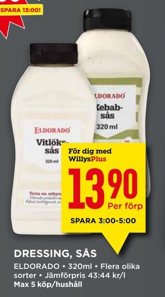 Willys Dressing, sås erbjuda