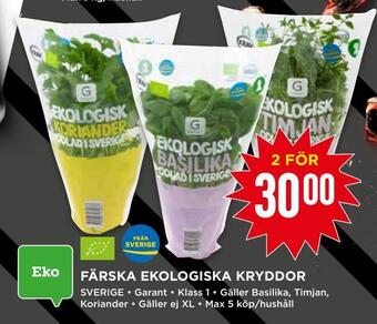 Willys Färska ekologiska kryddor erbjuda