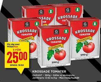 Willys Krossade tomater erbjuda