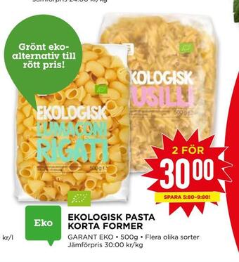 Willys Ekologisk pasta korta former erbjuda