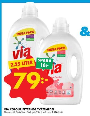 ÖoB Via colour flytande tvättmedel erbjuda