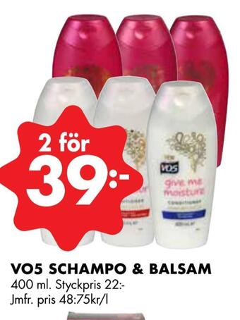 ÖoB Vo5 schampo & balsam erbjuda