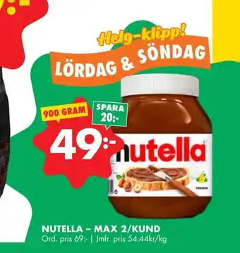 ÖoB Nutella - max 2/kund erbjuda