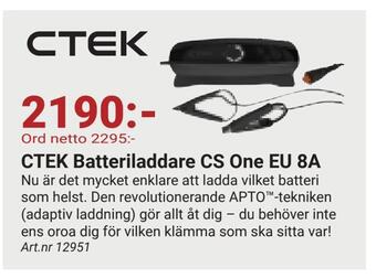 Erlandsons Brygga Ctek batteriladdare cs one eu 8a erbjuda