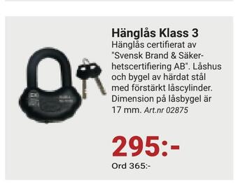 Erlandsons Brygga Hänglås klass 3 erbjuda