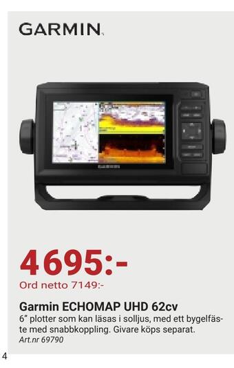 Erlandsons Brygga Garmin echomap uhd 62cv erbjuda