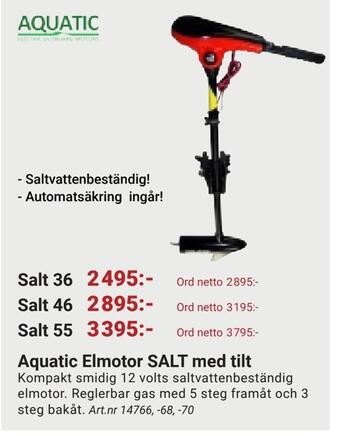 Erlandsons Brygga Aquatic elmotor salt med tilt erbjuda