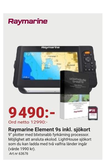 Erlandsons Brygga Raymarine element 9s inkl. sjökort erbjuda