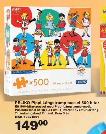 Lekextra Peliko pippi långstrump pussel 500 bitar erbjuda