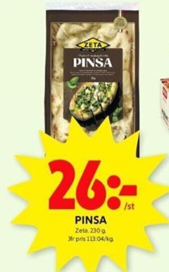 ICA Kvantum PINSA Zeta. 230 g erbjuda