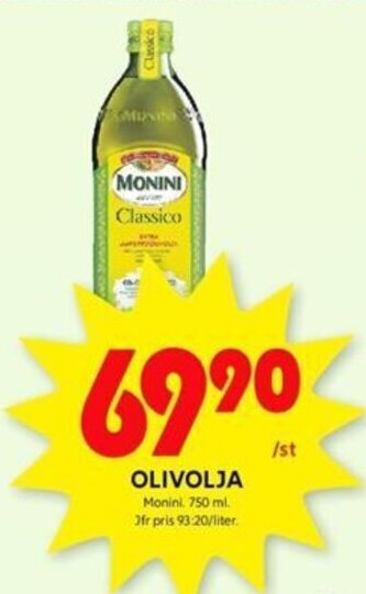 ICA Kvantum OLIVOLJA Monini, 750 ml. erbjuda
