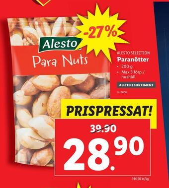 Lidl Paranötter erbjuda