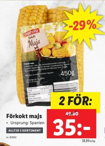 Lidl Förkokt majs erbjuda