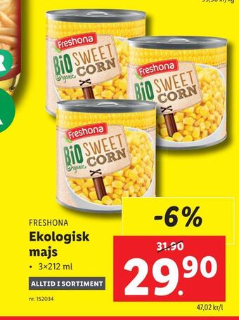 Lidl Ekologisk majs erbjuda