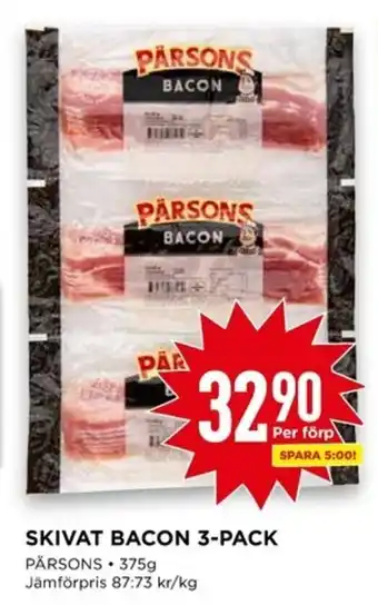 SKIVAT BACON 3-PACK PÄRSONS 375g