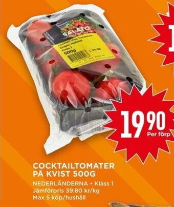 Willys COCKTAILTOMATER PÅ KVIST 500G erbjuda