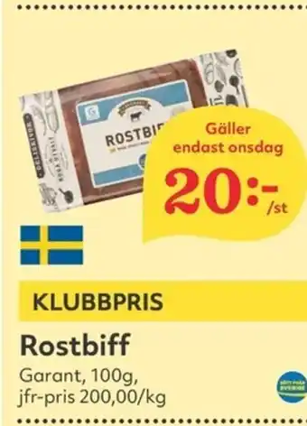 Hemköp Rostbiff Garant, 100g, erbjuda