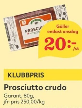 Hemköp Prosciutto crudo Garant, 80g, erbjuda