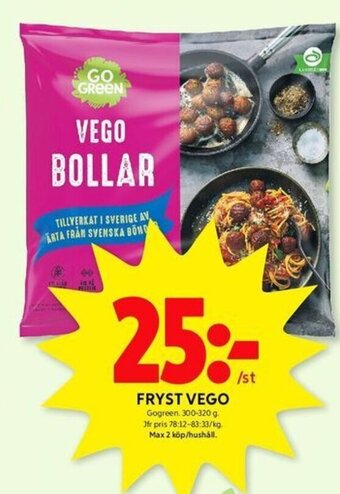ICA Kvantum FRYST VEGO Gogreen. 300-320 g erbjuda