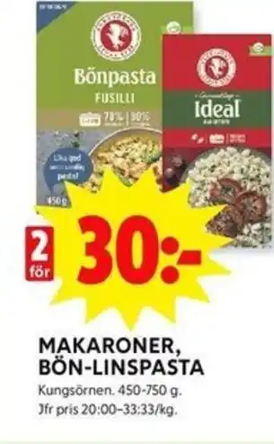 MAKARONER, BÖN-LINSPASTA Kungsörnen. 450-750 g.