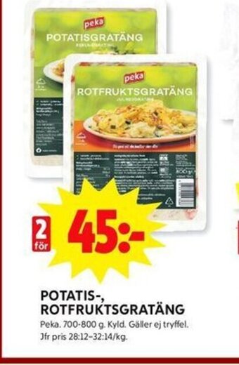 ICA Kvantum POTATIS-, ROTFRUKTSGRATÄNG Peka. 700-800 g. erbjuda