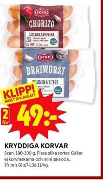 ICA Kvantum KRYDDIGA KORVAR Scan, 180-300 g. erbjuda