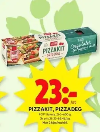 ICA Kvantum PIZZAKIT, PIZZA DEG POP! Bakery. 260-600 g. erbjuda